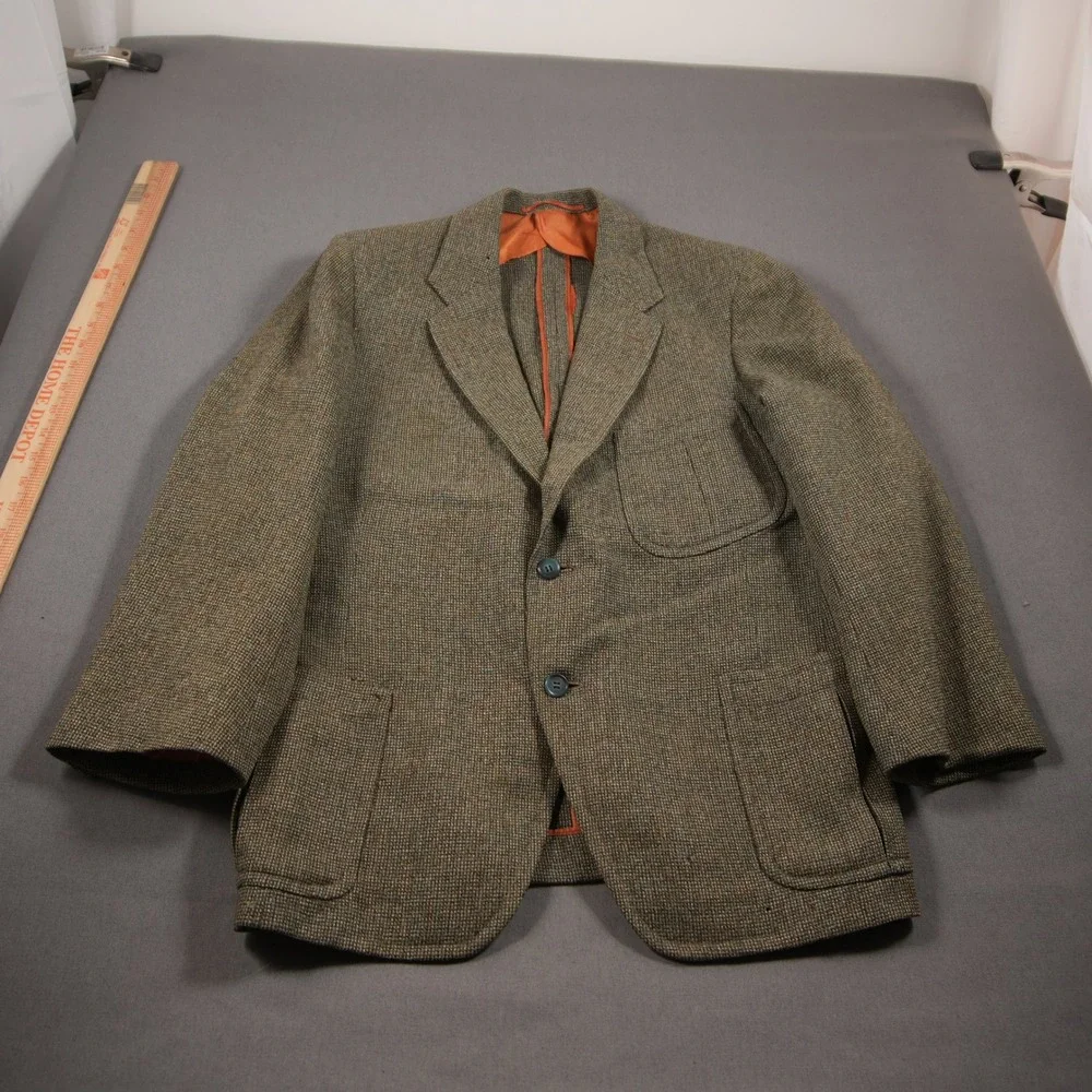 Scotland Yarrowvale Vintage Pure Wool Tweed Two Button Men Blazer 40R College